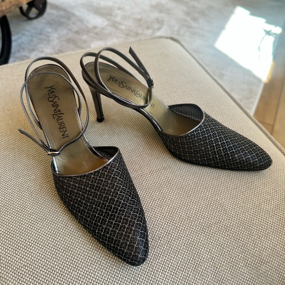 Vintage YSL metallic mesh heels